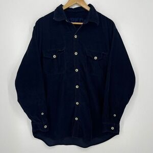 U.S. Expedition 1994 Mens Large Navy Blue Corduroy Long Sleeve Button Down Shirt